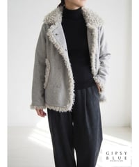 「フェイクウールフェルト＋トリミングファー」テーラーダブルジャケット