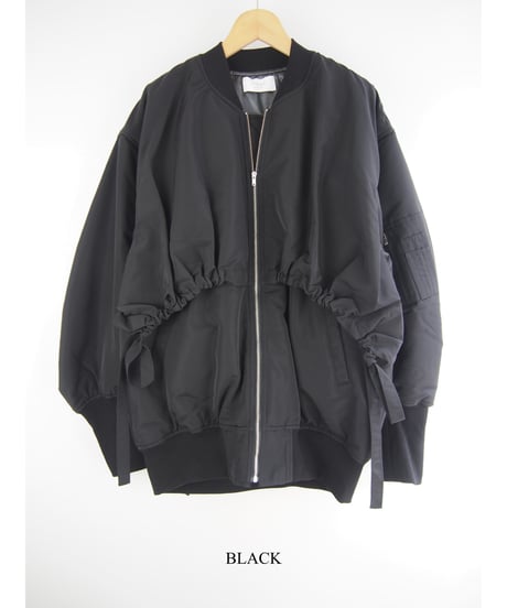 「ポリエステルツイル＋リブ」レイヤーギャザーブルゾン