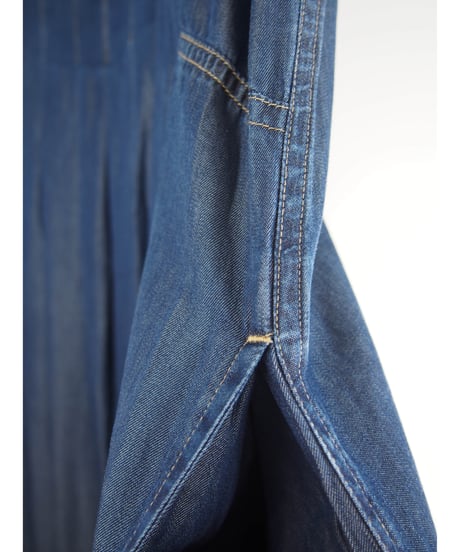 「接触冷感セルロース WASH DENIM」タックフレアーワンピース