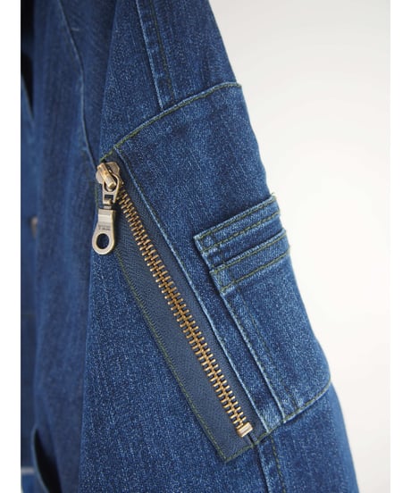 「STRETCH WASH DENIM」ラグランギャザージャケット