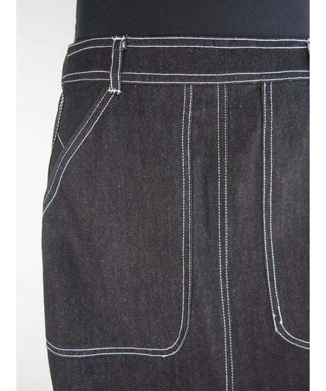 「WASH DENIM」バックプリーツフレアースカート
