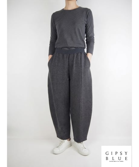「ミックスウール起毛ツイル」ソフトバレルパンツ
