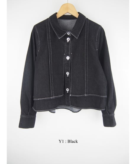 「STRETCH WASH DENIM」フェイクレイヤーシャツジャケット