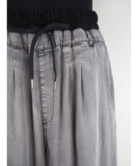 「セルロース WASH DENIM 」リブワイドパンツ