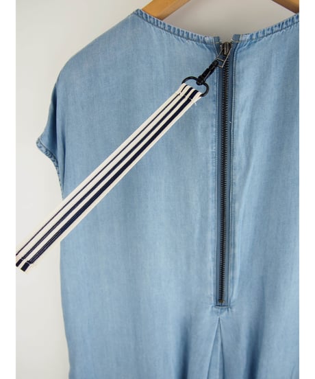 「接触冷感セルロース WASH DENIM」タックフレアーワンピース