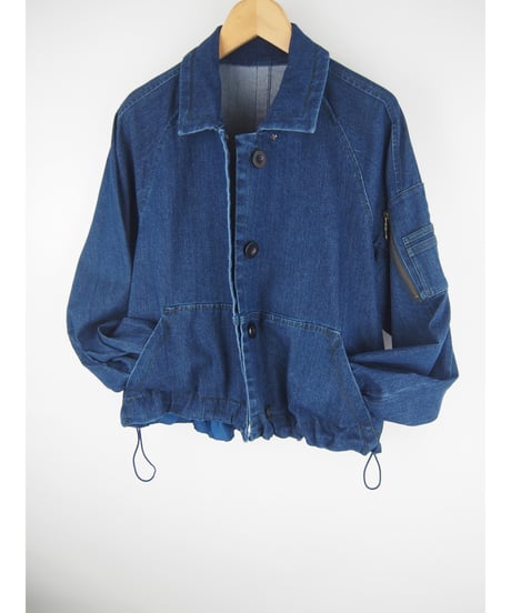 「STRETCH WASH DENIM」ラグランギャザージャケット