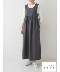 「ナイロンストレッチクロス」ギャザーノースリーブワンピース
