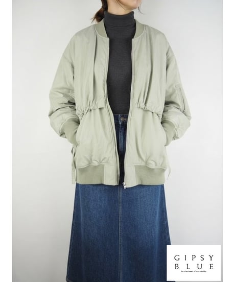 「ポリエステルツイル＋リブ」レイヤーギャザーブルゾン