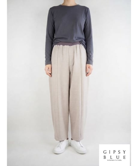 「ミックスウール起毛ツイル」ソフトバレルパンツ