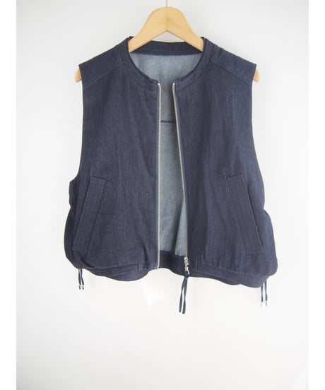 「WASH DENIM」サイドギャザーベスト