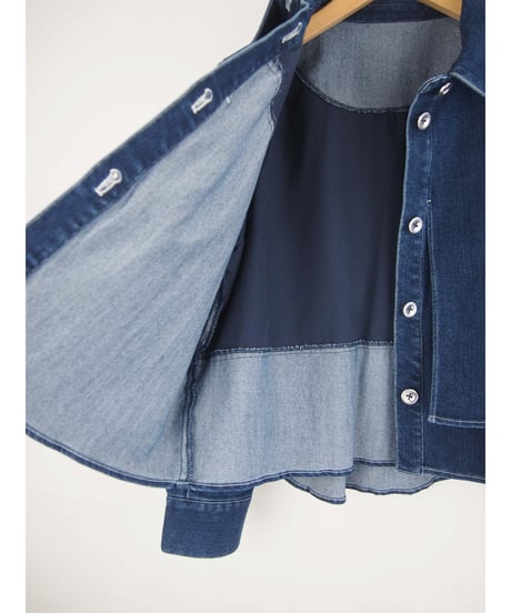 「STRETCH WASH DENIM」フェイクレイヤーシャツジャケット
