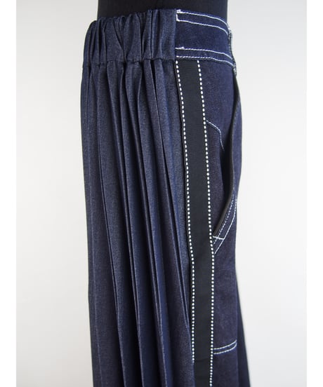 「WASH DENIM」バックプリーツフレアースカート