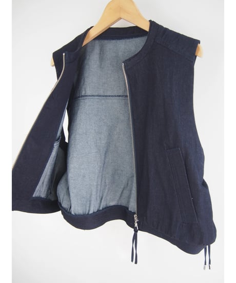 「WASH DENIM」サイドギャザーベスト