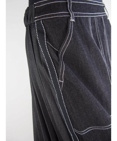 「WASH DENIM」バックプリーツフレアースカート