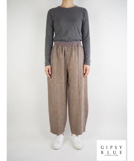 「ミックスウール起毛ツイル」ソフトバレルパンツ