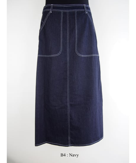 「WASH DENIM」バックプリーツフレアースカート