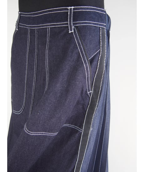 「WASH DENIM」バックプリーツフレアースカート