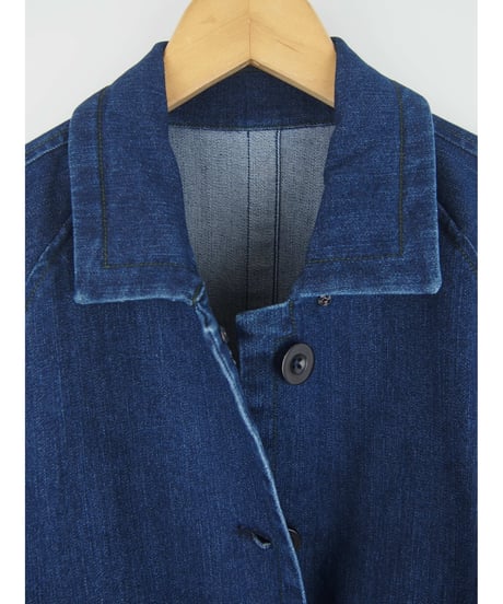 「STRETCH WASH DENIM」ラグランギャザージャケット