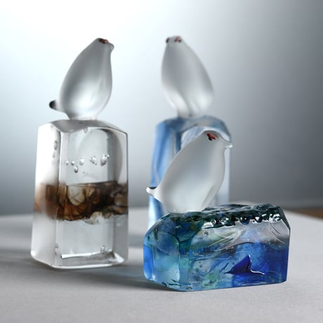 ガラス駒「ライチョウ」/輪島明子