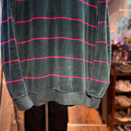 NEW "STUSSY"  Striped Velour Crew  SIZE：M