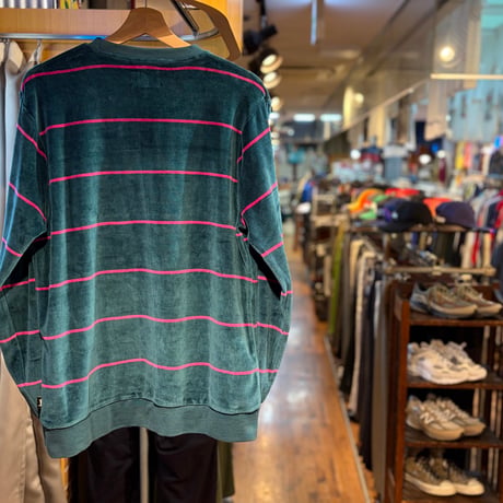 NEW "STUSSY"  Striped Velour Crew  SIZE：M