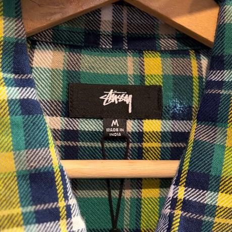 NEW "STUSSY"  CLASSIC ZIP UP PLAID LS SHIRT  SIZE：Medium