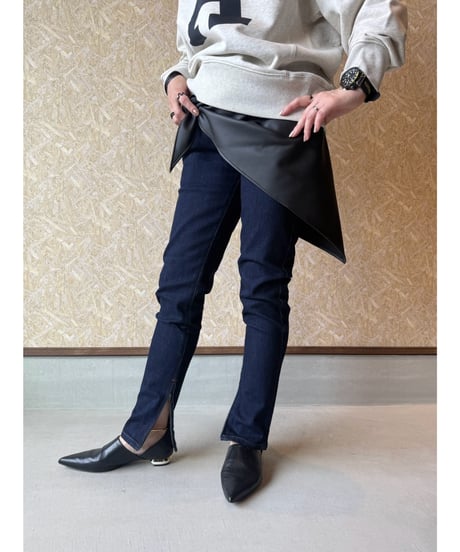 MARGAUX VINTAGE ★ waste logo denim  slim pants
