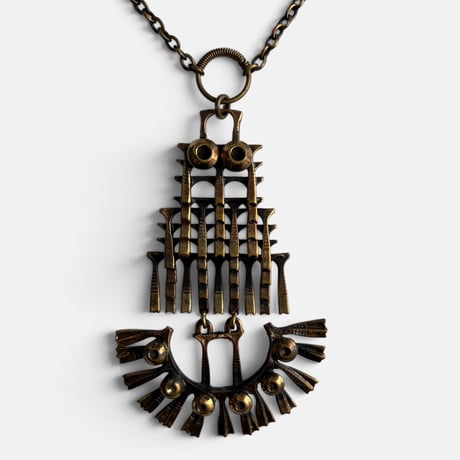 Pentti Sarpaneva（ペンティ サルパネヴァ）｜ ブロンズネックレス　｜Finland 1960–70s｜OWL フクロウモチーフ