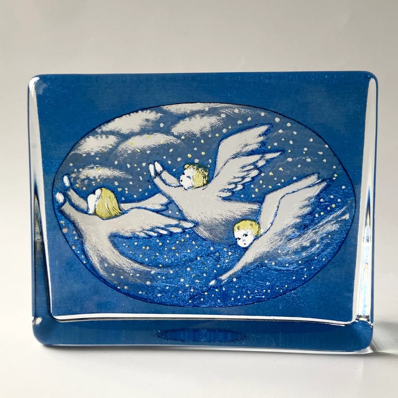 イッタラ Helja ヘルヤ ガラスカード　3人の天使　ペーパーウェイト 美品 iittala（イッタラ）／ガラスカード／三人の天使 L | HYGGE