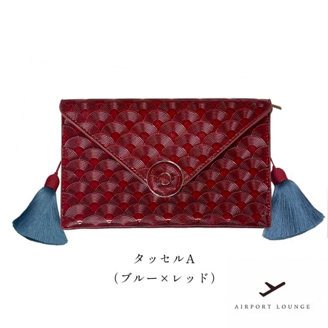 青海波バッグ （タッセル・チェーン付き）＜レッド＞