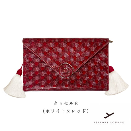 青海波バッグ （タッセル・チェーン付き）＜レッド＞