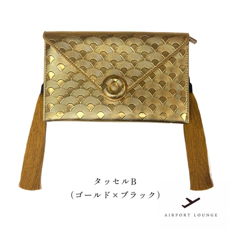 青海波バッグ （タッセル・チェーン付き）＜ゴールド＞