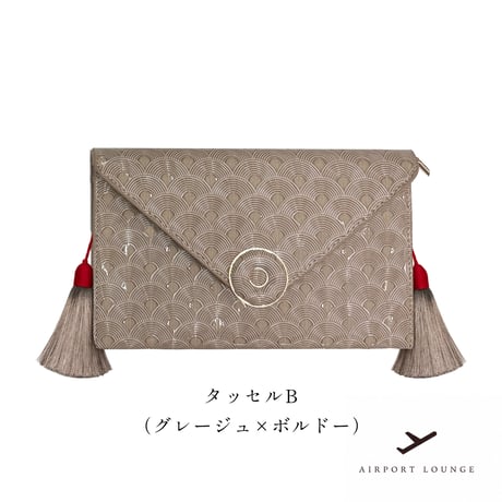 青海波バッグ （タッセル・チェーン付き）＜サンドベージュ＞