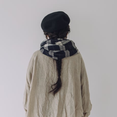 wool cooton linen　スクエアショール　BIG CHECK