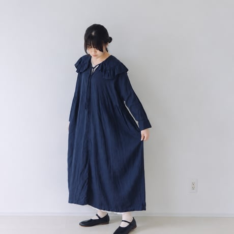三日月ワンピース　/　手染　インクブルー
