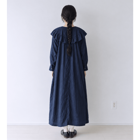 三日月ワンピース　/　手染　インクブルー