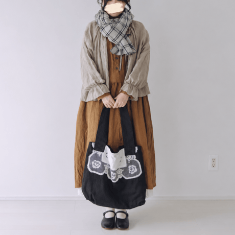wool cooton linen　スクエアショール　LINE CHECK