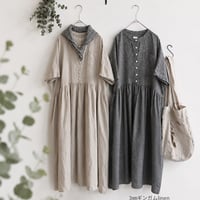 胸ポケットワンピース  /　3ｍｍギンガムlinen　/　　BK