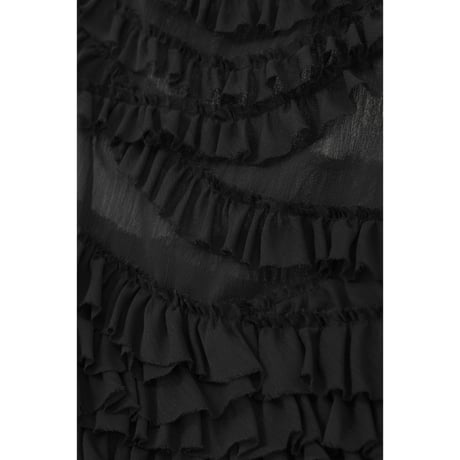 CLANE クラネ “RANDOM FRILL SHEER N/S TOPS” ランダムフリルシアーノースリーブトップス