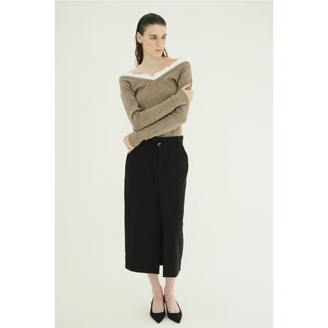 CLANE クラネ “2WAY FRILL V NECK KNIT TOPS” ２ウェイフリルブイネックニットトップス
