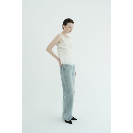 CLANE クラネ “RANDOM FRILL SHEER N/S TOPS” ランダムフリルシアーノースリーブトップス