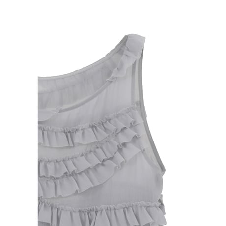 CLANE クラネ “RANDOM FRILL SHEER N/S TOPS” ランダムフリルシアーノースリーブトップス