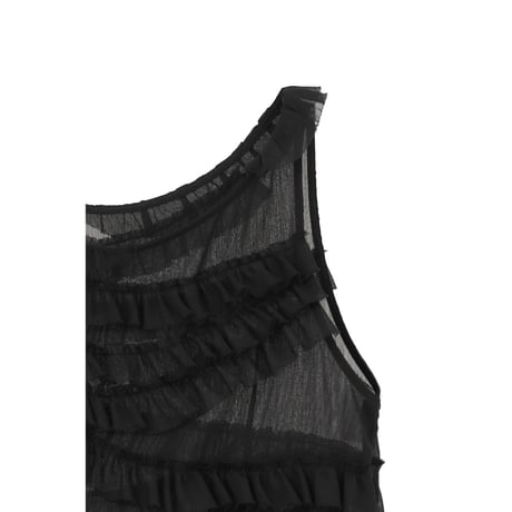 CLANE クラネ “RANDOM FRILL SHEER N/S TOPS” ランダムフリルシアーノースリーブトップス
