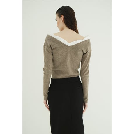 CLANE クラネ “2WAY FRILL V NECK KNIT TOPS” ２ウェイフリルブイネックニットトップス