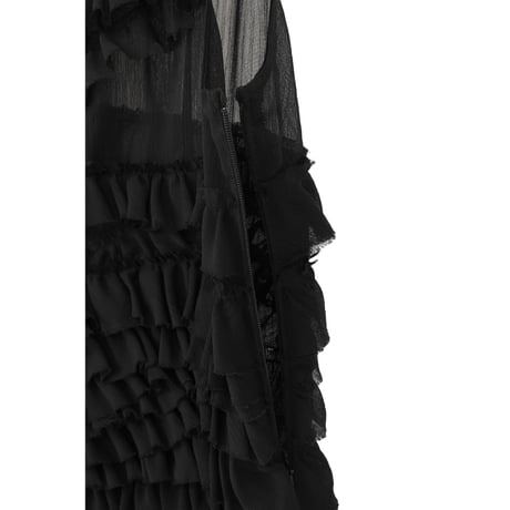 CLANE クラネ “RANDOM FRILL SHEER N/S TOPS” ランダムフリルシアーノースリーブトップス