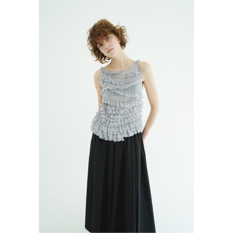 CLANE クラネ “RANDOM FRILL SHEER N/S TOPS” ランダムフリルシアーノースリーブトップス