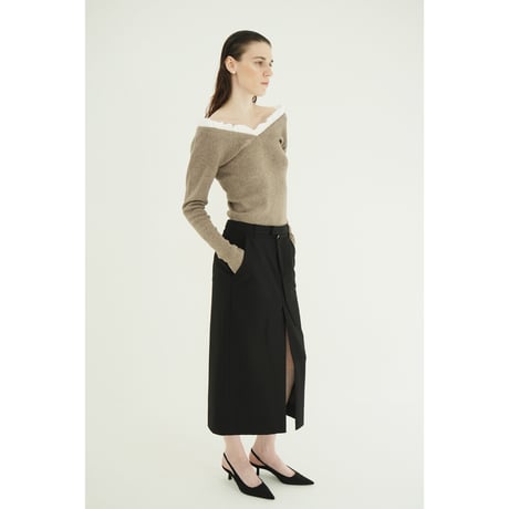 CLANE クラネ “2WAY FRILL V NECK KNIT TOPS” ２ウェイフリルブイネックニットトップス