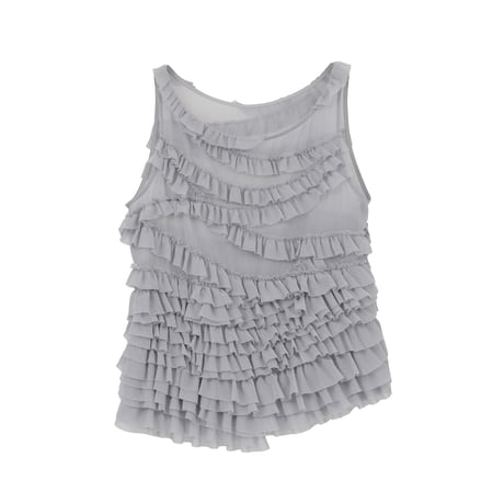 CLANE クラネ “RANDOM FRILL SHEER N/S TOPS” ランダムフリルシアーノースリーブトップス