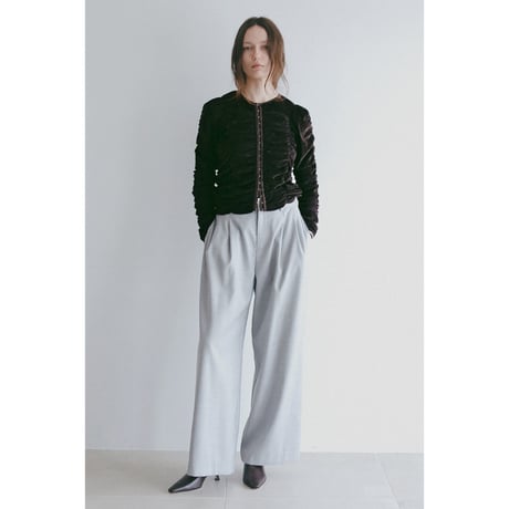 MANOF マノフ “SHIRRING TULLE FLOCKED TOPS“ シャーリングチュールフロッキートップス