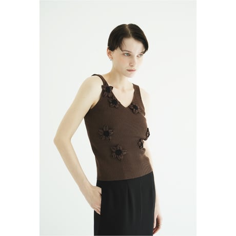 CLANE クラネ “FLOWER MOTIF CAMI KNIT TOPS” フラワーモチーフキャミニットトップス